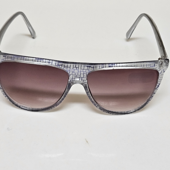 Vintage Cool-Ray Sunglasses Flat Top Silver Patterned Brown Gradient Lenses - Picture 6 of 13